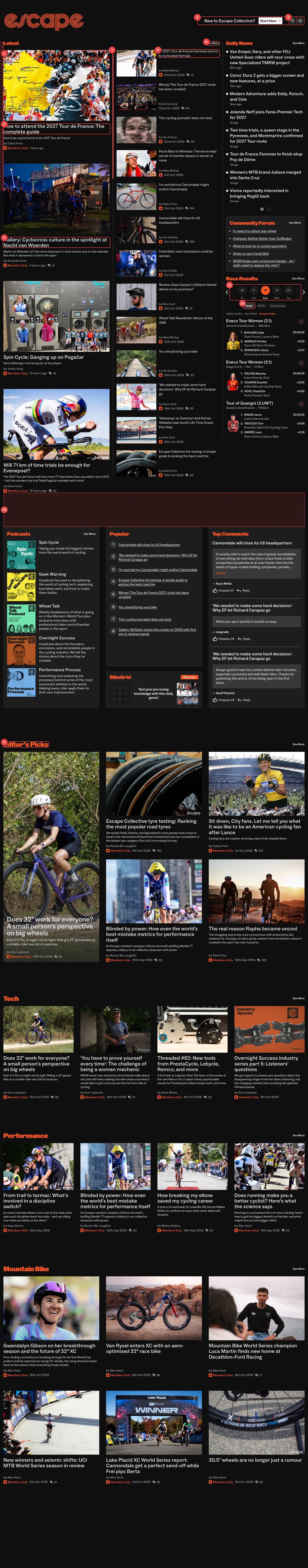 Escape Collective homepage as currently live